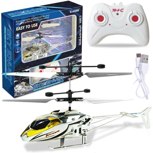 Spiritzohic Remote Control Helicopter, Aircraft Model RC Helicopters Radio Controlled Aircraft Indoor RC Flying Gift for Birthday, Christmas(Yellow)
