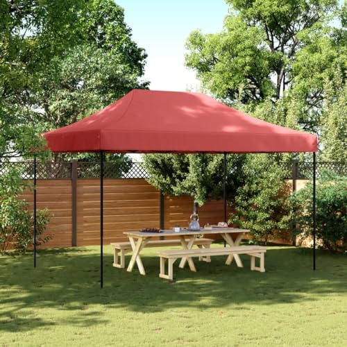 Gazebo Tente de garage, de fête, pliable, pop-up, bordeaux, 410 x 279 x 315 cm, pour cour, terrasse, barbecue
