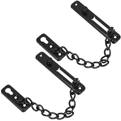 Veemoon Cadenas de Seguridad para Puerta Interiores, 2 Piezas de Acero Inoxidable Negro, Pestillo Antirrobo Tipo B, Cerradura de Seguridad para Hogar, Hotel y Oficina, Protección