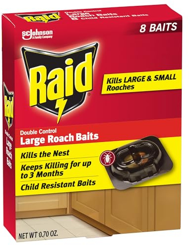 Raid Double Control Large Roach Baits for Indoor Roach Control Child Resistant Bait Stations 8 Count (Pack of 1)
