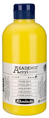 Schmincke - AKADEMIE Acryl color, Primär Gelb 500 ml, 23224028, feine Künstler-Acrylfarbe, brillant, hoch lichtecht und kadmiumfrei, für Acrylmalerei, Mixed Media