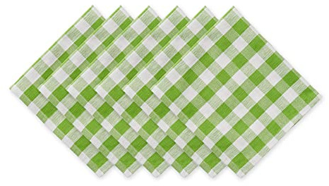 DII Checkered Tabletop Collection 100% Cotton, Machine Washable, Napkin Set, 20x20, Green Apple, 6 Piece