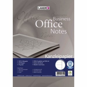 Landre Kanzleipapier Recycling A3/A4 70 g/qm liniert mit weißem Rand