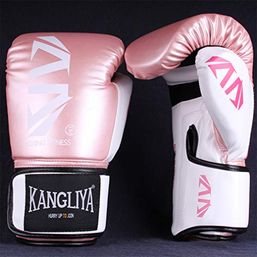 CYYZB Gants de Boxe pour Le MMA Thai Gants en Cuir Gants en Cuir Sparring Punching infusé Formation Gel pour Sparring Bandages Bon pour Muay Thai,Rose,12oz