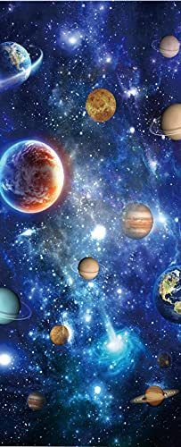 A.Monamour Pegatinas Decorativas de Puerta Autoadhesivo 3D Estrellas Planetas Y Galaxias En El Espacio Exterior. Vinilo para Puertas Mural PVC Pegatinas de Pared Foto Poster 85 x 200 cm