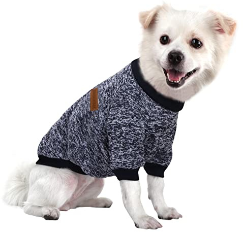 HuaLiSiJi Hundar Hoodies Hund Tröjor Hund Fleece Jumper Chihuahua Tröjor, Fleece Inuti, Mjuk Mysig, Levande Färg Lätt Att ta på och av (Marinblå, L)