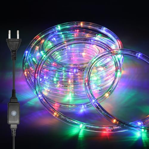 Lospitch Tubo luminoso a LED, 30 m, 720 LED, colorato, per esterni, nero, controller con funzione memoria, tubo LED per Natale, matrimonio, tetto, recinzione, illuminazione