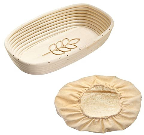 Westmark Gärkörbchen-Set, 2tlg., Gärkörbchen oval + Bezug, Mit Ähre, Peddigrohr/Baumwolle, Hellbeige/Beige, 3235227B