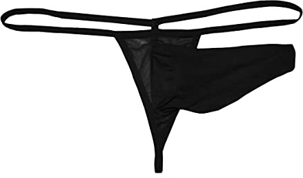 VemeFufu Hommes Strings Longue U Bulge Poche Taille Unique Couleur Noir (C-DingZi-Hei01)