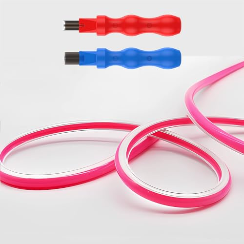 Separated Neon Flexible LED Light Strip Cover, 16.4ft 8mm Wear Free DIY Bendable Silicone Diffuser Cover with 2 Pcs Neon Light Cutter, RGB Neon Strip for Bar Car Outdoor Home DIY Decor(Rose Red)