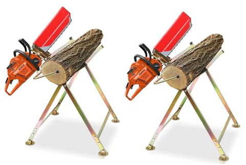 Randaco Lot de 2 chevalets de sciage avec support de tronçonneuse, pliables, charge maximale : 150 kg, 81 x 72 x 78,5 cm, chevalet pour tronçonneuse, aide à la scie, scie à bascule, scie radiale