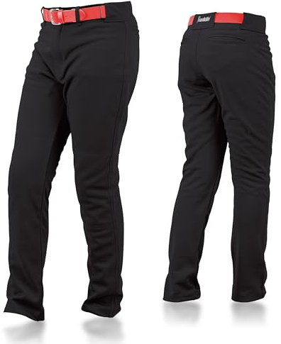 Franklin Sports Youth Baseball + Softball Pants - Relaxed Style Kids Baseball Pants for Boys + Girls with Belt Loop - Black - Youth X-Large