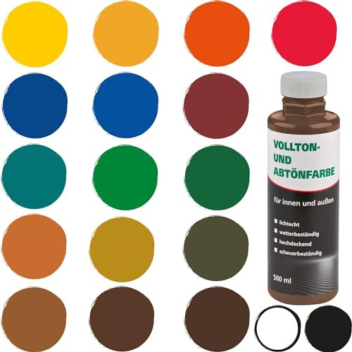 Bodenmeister Abtönfarbe Vollton-Farbe 500 ml, Mischfarbe für Wandfarbe innen und außen, 15 braun zigarrenbraun 905