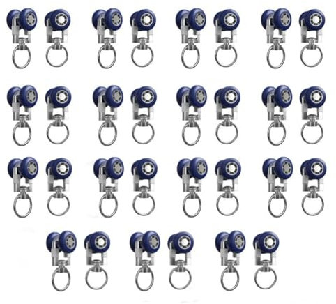 30 Pezzi Gancio per Tende Scorrevoli, Rulli per Binario Della Tenda, Scorrimento per Binari per Tende,Ruote per Guide per Tende(Blu)
