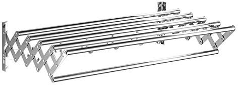 Porte-serviettes extensible en acier inoxydable avec barre multi-serviettes et crochets Porte-serviettes mural pliable pour salle de bain (60 cm)