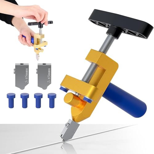 Juego de cortador de vidrio, hoja de tungsteno, cortador de mano portátil de espejo de cerámica con 2 cuchillas de tungsteno y 4 pies de contacto