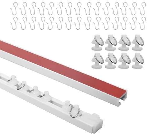 Riel para Cortinas Autoadhesivo, 3 Meter Riel de Cortina de Techo, No es Necesario Taladrar, para el Hogar, Oficina, Caravana