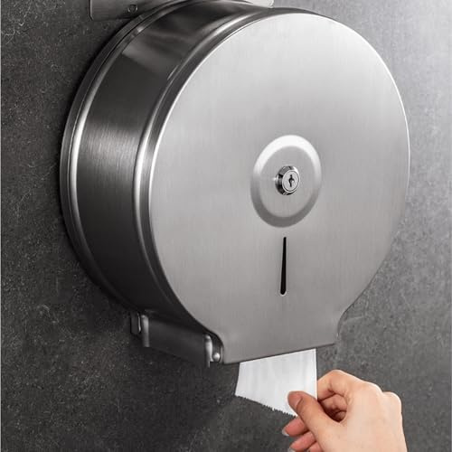 Hapivida Dispensador de Papel Higiénico, Soporte de Toalla de Papel de Acero Inoxidable con Cerradura para Montaje en Pared, 27x26x11.8 cm Acero 304 Toalla para Baños Familiares y Comerciales