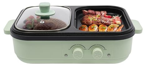 1300W Elektrische Bratpfanne | Elektrische Hot Pot und BBQ Grill, Elektrischer Innengrill Tischgrill, Dual-Use Elektrisch Koreanischer Grill, 2 Personen Hotpot Für Zuhause, Schlafsaal