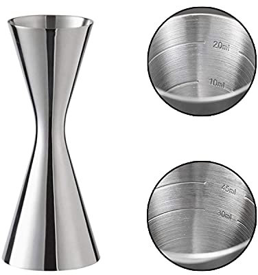 Vaso medidor 304 de acero inoxidable con báscula integrada para cócteles y cócteles - Dual Spirit Measure Cup, para barman profesional, apto para bares y apartamentos (30/60 ml)