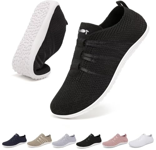 Merdoo Barefoot Chaussures Minimalistes Femme Homme Basket sans Lacets Légères Respirantes Chaussures de Marche Fitness Sneakers Confortable Barefoot Shoes Unisexe Noir 39EU
