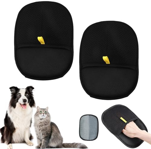 ZukQvrivelig 2 Guanti per la rimozione dei peli di Animali Domestici, Guanti per la rimozione dei peli di Cani/Gatti, Rimuovere i peli di Animali da Vestiti, mobili e sedili Auto