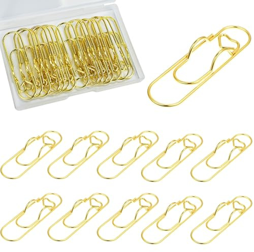 NISENTIA Paperclip Pen Holder, 15PCS Metal Heart Paper Clips Pen Holders, Gold Clip on Paperclips Bookmark Clips, Reusable Stationery Tool Paperclip Penholder for Notebooks Journals Notebooks Planners