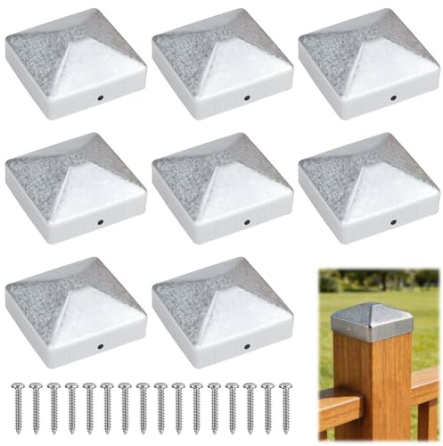 8 Pz Cappucci per pali 9x9 cm, Coperture per pali recinzione, Fondelli per pali legno 9x9 cm, Tappo quadrato per palo in legno, con 16 viti