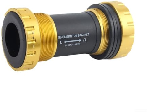 Boîtier de pédalier fileté en alliage d'aluminium pour VTT et vélo de route, coque à double roulement de 68 à 73 mm, compatible broche de 24 mm, pièce de cyclisme à transfert de puissance fluide (doré