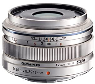 Olympus M.Zuiko Digital 17mm F1.8 Objektiv, lichtstarke Festbrennweite, geeignet für alle MFT-Kameras (Olympus OM-D & PEN Modelle, Panasonic G-Serie), silber