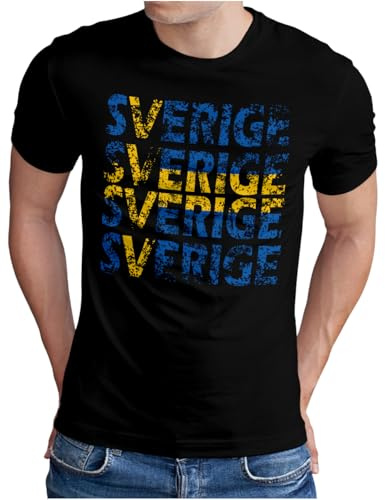 OM3® - Sverige - T-shirt Sverige fotboll World Cup Soccer fanshirt sport tröja, S - 5XL