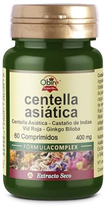 Obire | Centella Asiatica Complex | 60 Comprimidos | 400 mg | con Castaño de Indias, Vid Roja y Ginkgo Biloba | Relacionado con la Circulación y la Retención de Líquidos | Extracto Seco