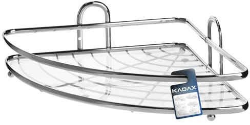 KADAX Estante de ducha esquina, organizador de baño, estante esquinero, estante de baño, estante de ducha, gel de ducha y soporte para champú, cesta de ducha (plata, 1 nivel)