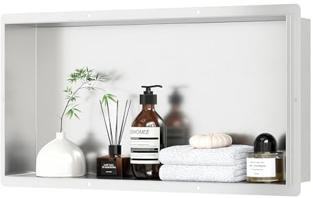 Neodrain Rimless Shower Niche, Insert Storage Shelf, Inner Size 24 X 12 X 4, Stainless Steel Wall Niche, Built-in Bathroom Shelf