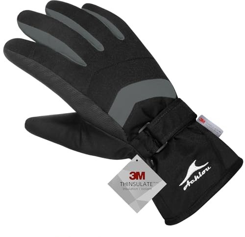 Achiou Ski Snow Gloves Winter Warm 3M Thinsulate Waterproof Touchscreen Men