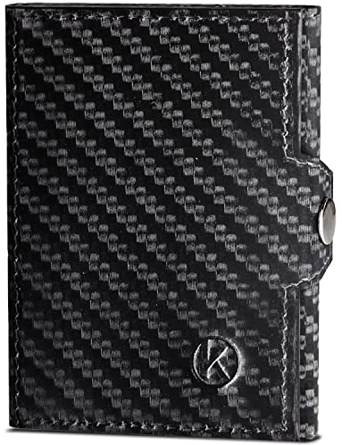 KORUTA® Slim Wallet mit XL Münzfach & RFID Schutz - Kartenetui - Mini Geldbörse für Herren & Damen - Kreditkartenetui Geldbeutel klein Portmonee Portemonnaie (Carbon)