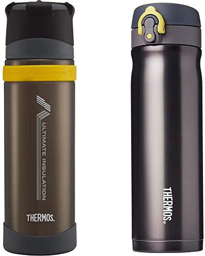 Thermos 104105 Ultimate Series Flask, Charcoal, 500 ml & 185198 Direct Drink Flask, Charcoal, 470 ml Black