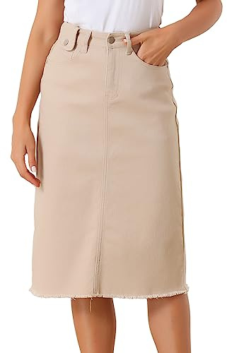 Allegra K Jupe en denim extensible avec fente à l’arrière et taille haute pour femme, style décontracté