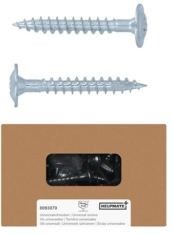 HELPMATE - Holzverbinderschrauben Tellerkopf 4,5x32 galvanisch verzinkt - 100 Stück Holzschrauben mit PZ2-Antrieb und Schneidkerbe - Zur Befestigung von Metallbeschlägen auf Holz