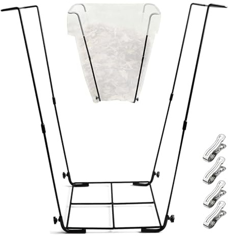 BigKing Metal Trash Bag Holder, Leaf Bag Holder, 30-45 Gallon Heavy Duty Rust-Resistant, Large Capacity Foldable Leaf Bag Holder for Yard Camping Garden