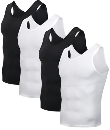 Casey Kevin Débardeur Compression Homme Gaine Ventre Plat （Lot de 4 ） Maillots de Corps Homme Amincissant Debardeur Gainant Body Shaper