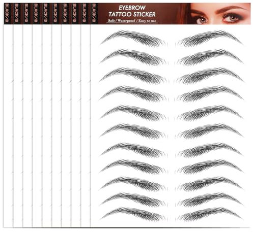 YUXIANLB 10 fogli 4D tatuaggi per sopracciglia impermeabili simili ai capelli, adesivi impermeabili per trasferimento delle sopracciglia, adesivi per tatuaggi, adesivi per il trasferimento delle