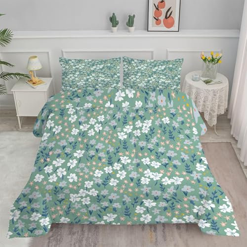 Linfye Bettdecke 155x220 4 Jahreszeiten GrüNe Blumen Steppdecke 155x220 Vierjahreszeiten Schlafdecke Ganzjahresdecke, Bettdecke Ohne Bezug Bettdecken Wende Waschbar Antiallergisch BC211