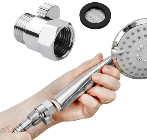 Shower Head Shut Off Valve, Solid Brass G1/2 Water Flow Control with Handle Lever, Chrome Inline Shower Hose Stop Valve for Hand Shower and Bidet Spray