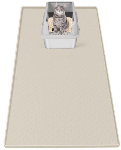 Bartuke Cat Litter Mat XXL, Silicone Mat for Litter Box with Edge