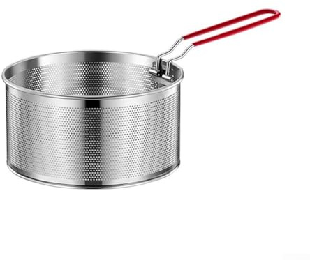 Cesta grande para pasta con función de colador para hervir y cocinar verduras al vapor, se adapta a la mayoría de cacerolas medianas, malla de acero inoxidable apta para lavavajillas para una fácil