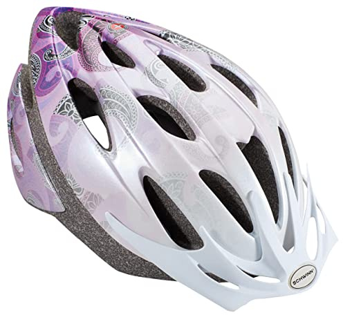 Schwinn Thrasher Mens and Womens Bike Helmet, Age 14+, Adult Fit 58-62cm, Comfortable Dial Fit Adjustment, 20 Air Vents, Removable Visor, Pink/Purple