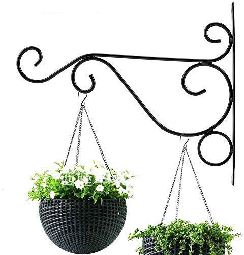 25 x 21 cm Support Mural Montable Plante de Fer Cintre Suspendre Le Support Lanternes Fleur Crochet pour la Maison Jardin Décoration (Noir)