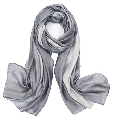 Scarf for Women Cotton Silk Scarves Elegant Gradient Color Lightweight Fashion for Spring Winter Scarves Shawl Wraps (Gray)