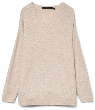 Jersey de Punto V Cuello Manga Larga suéter Tejido VMCREWLEFILE